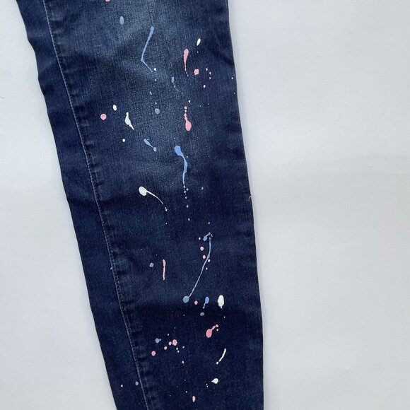 Guess Women’s High Rise Skinny Jeans Painted Splitter Details In Blue Size 28 - Picture 5 of 13
